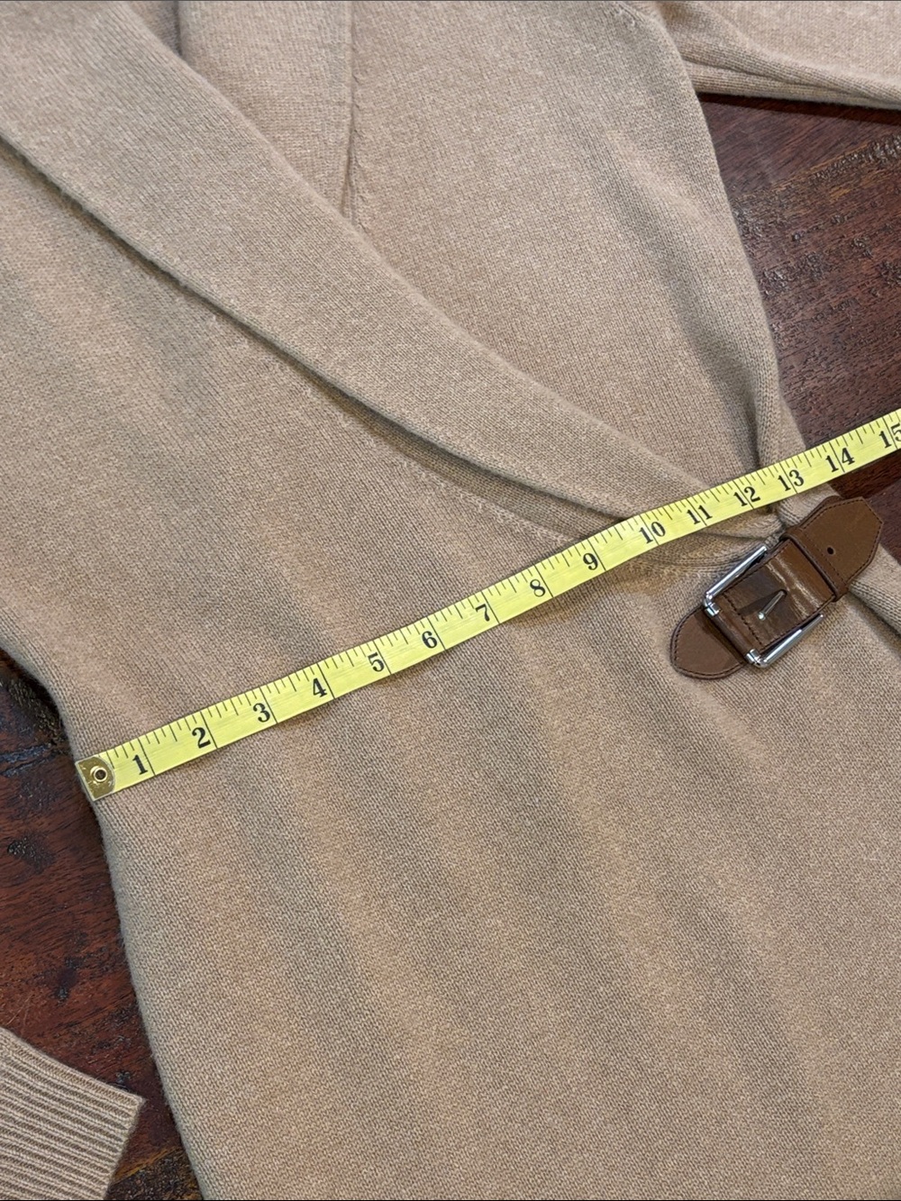Ralph Lauren Camel Wrap-Style Long Sleeve Knit Dress - Picture 13 of 14